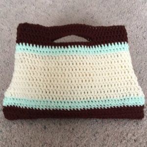 Crochet Handbag Handmade Chocolate Mint Cream